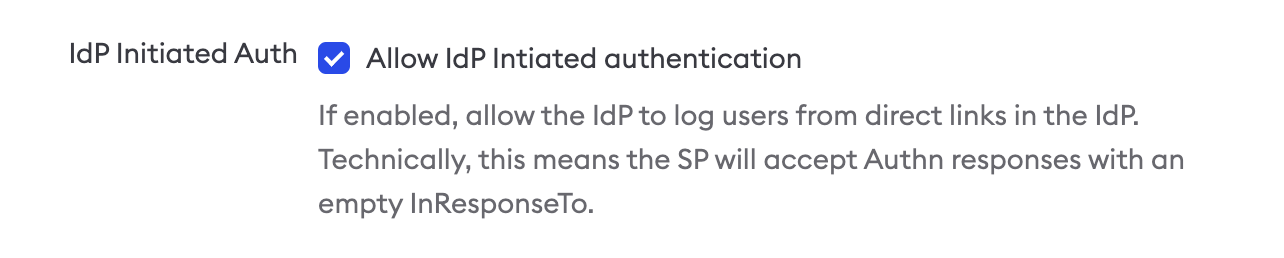 IdP initiated sso enabled